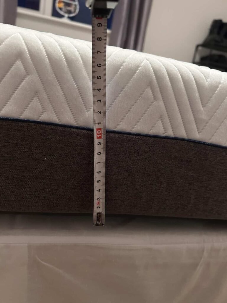 view of our own purchase testing measuring thickness memory foam firm mattress uk unboxing package arrival several weeks to months